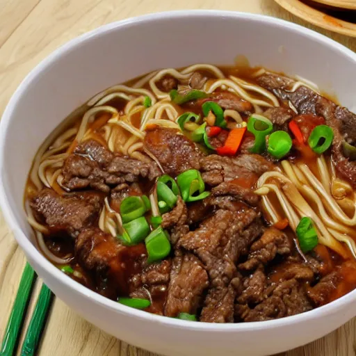 Image similar to a bowl of noodles with mixed beef sauce