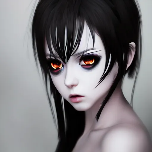 Prompt: photorealistic full shot portrait of angry darkness anime girl, electric aura, beautifull eyes!!!!!!!!! inspired by tim burton, detailed, unreal engine 4 k, volumetric light, fog