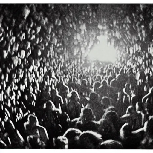 Prompt: rave in hell, 8mm film