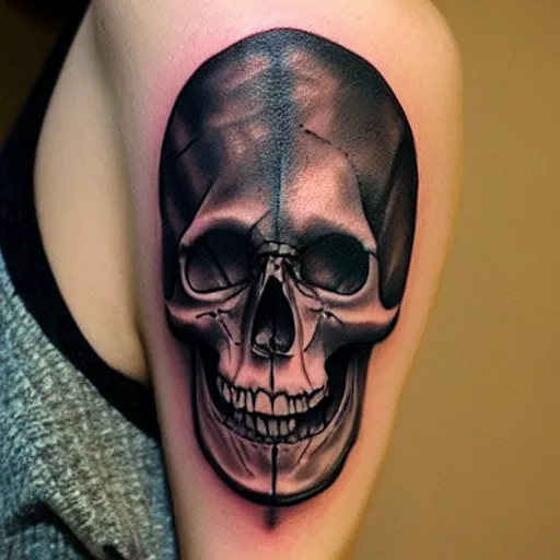 Image similar to dark tattoo and snake wrapping around skull, green acid colors