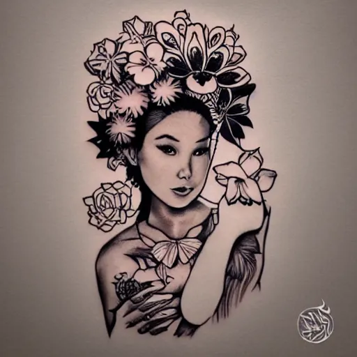 tattoo design, stencil, tattoo stencil, traditional, beautiful p