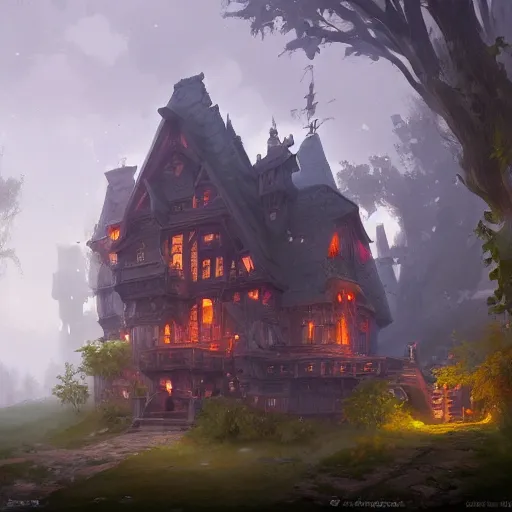 Image similar to highly detailed digital art of a fantasy house, trending on artstation, by andreas rocha, by greg rutkowski, 4k