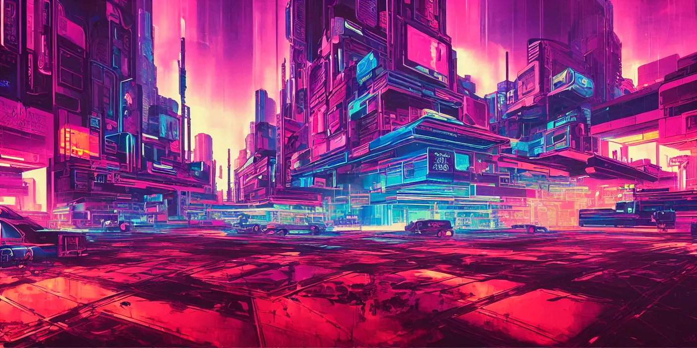 Image similar to the school of athenes iconic paiting, cyberpunk, synthwave, outrun, neon, hyper detailed