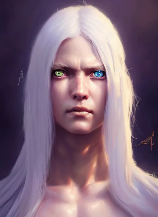 Image similar to a fantasy style portrait painting of shy white female paladin scar wound left eye with blonde hair and blue eyes, holy oil painting unreal 5 daz. rpg portrait extremely detailed artgerm greg rutkowski _ greg