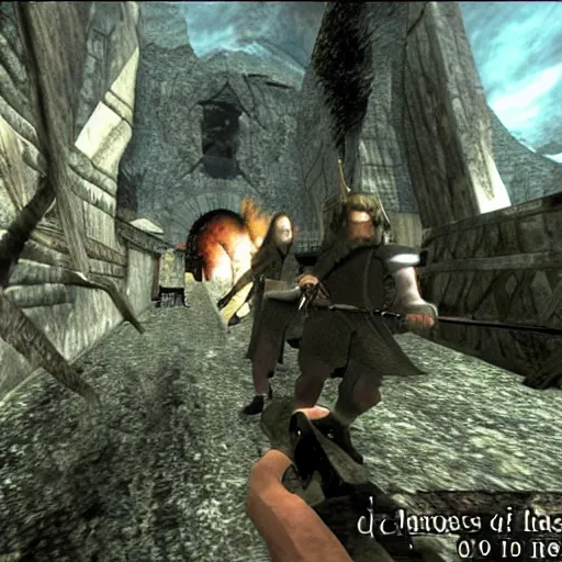 Image similar to lord of the rings as ps2 first person shooter, screenshot,