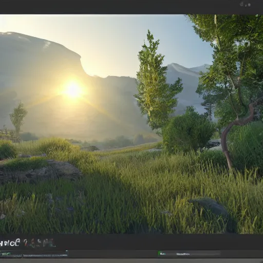 Prompt: a beautiful landscape, nvidia raytracing demo