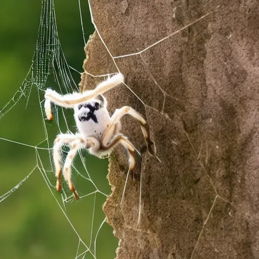 Prompt: spider weaves a web in the form of a sheep