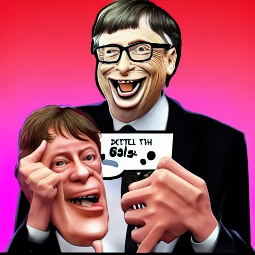 Prompt: extreme silly face championship bill gates winning entry, face pulling world tournament 2 0 1 9. funny and grotesque face pulling competition. ridiculous caricature, competition highlights