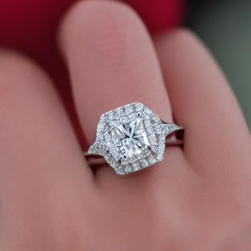 Image similar to wife wearing a ring with stunning 4 8 7 carat diamond that shimmers