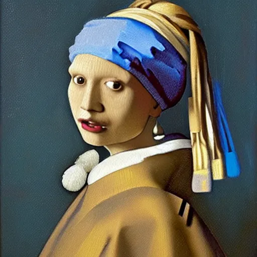 Prompt: chewbacca with a pearl earring, painting by vermeer