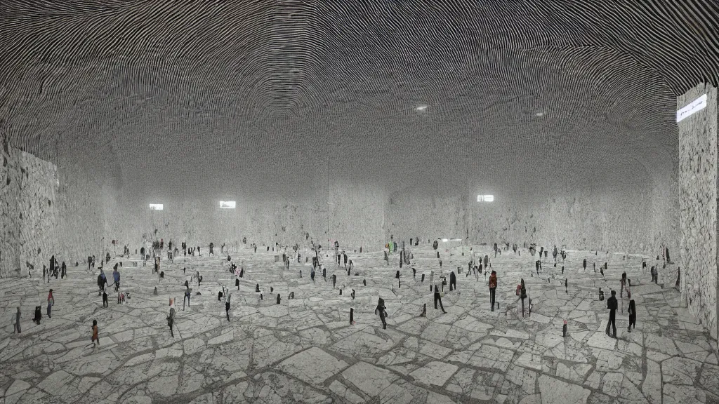 Prompt: a massive underground artwork, built with concrete, that uses space to amplify sound, very high detailed screen print by Kawase Hasui and dan hillier, 8k unreal engine