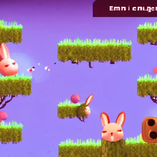 Prompt: screenshot of an indie game about rabbits