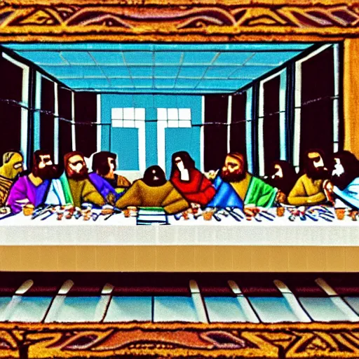 Image similar to the last supper, minecraft