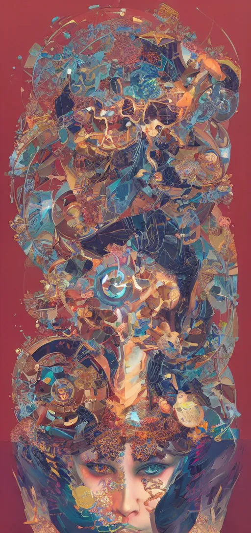 Image similar to tristan eaton, victo ngai, peter mohrbacher, artgerm portrait of a math fractal computer intelligence