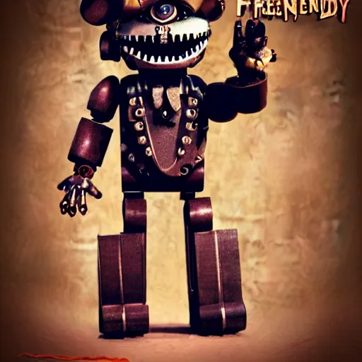 Image similar to steampunk animatronic, five nights at freddys, detailed, scary