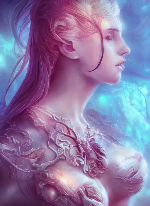 Image similar to dreamscape, female, ross tran, vivid colors, anatomical, highly detailed sculpture, intricate detailed, ommatidia, 8 k, cinematic atmosphere, post - processing