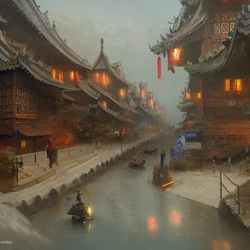 Prompt: Concept art, Beijing, 8k, james gurney, greg rutkowski, john howe, artstation