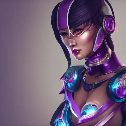 Prompt: womanized humanoid robot, pretty face, anatomically correct, league of legends art by vonka xu, unreal engine, digital art, highly detailed