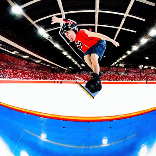 Prompt: benny from chicago bulls skating, fish eye photo