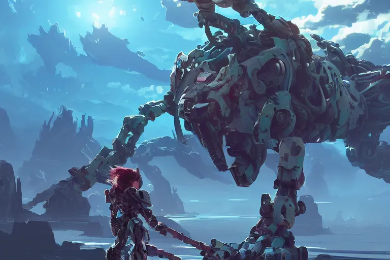 Image similar to clamberjaw machine mecha animal beast robot of horizon forbidden west horizon zero dawn bioluminiscence, behance hd by jesper ejsing, by rhads, makoto shinkai and lois van baarle, ilya kuvshinov, rossdraws global illumination