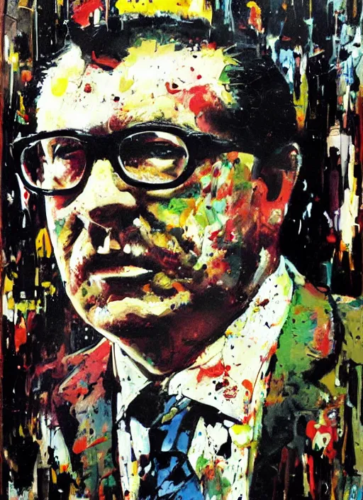 Prompt: portrait of salvador allende as a zombie by john berkey