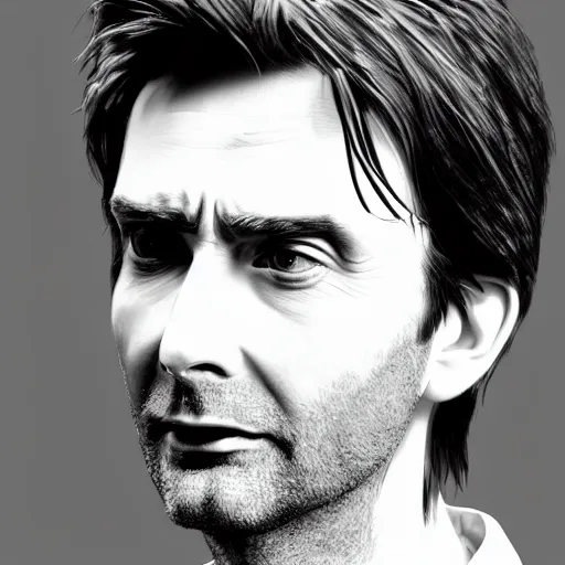 Image similar to david tennant pencil sketch cinematic lighting, render, fantasy