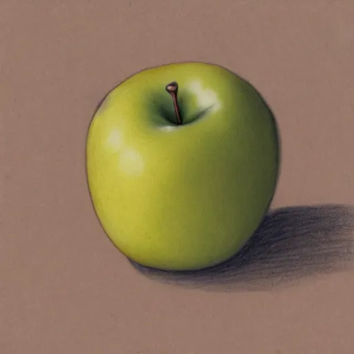 Prompt: drawing of an apple on white paper, by Charles Bargue, academic