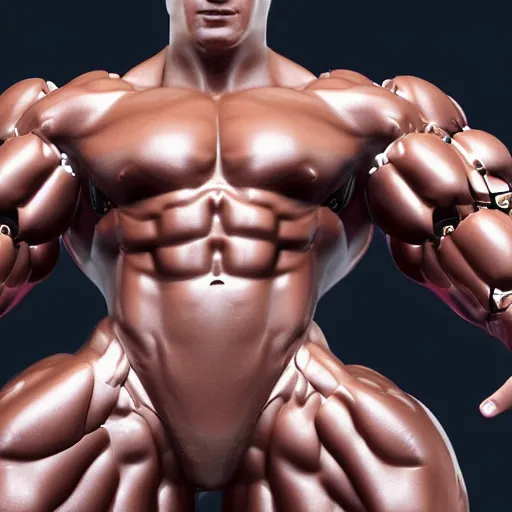 Image similar to a realistic detailed photo of a bodybuilder who is also a male android andrei deiu, shiny skin, posing robotically, blank stare