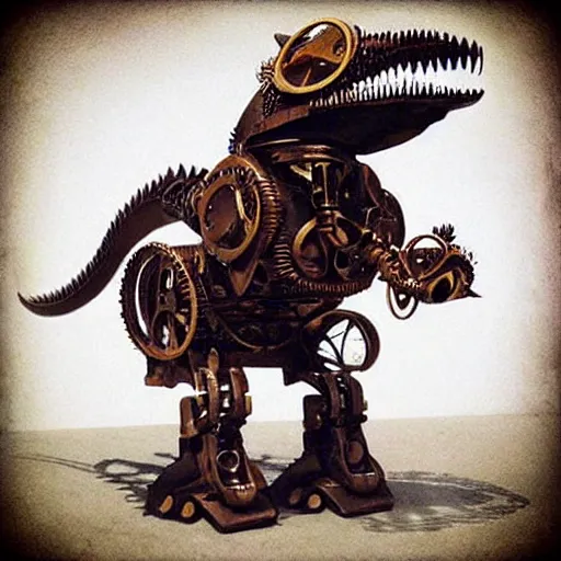 Prompt: “ steampunk robot dinosaur ”