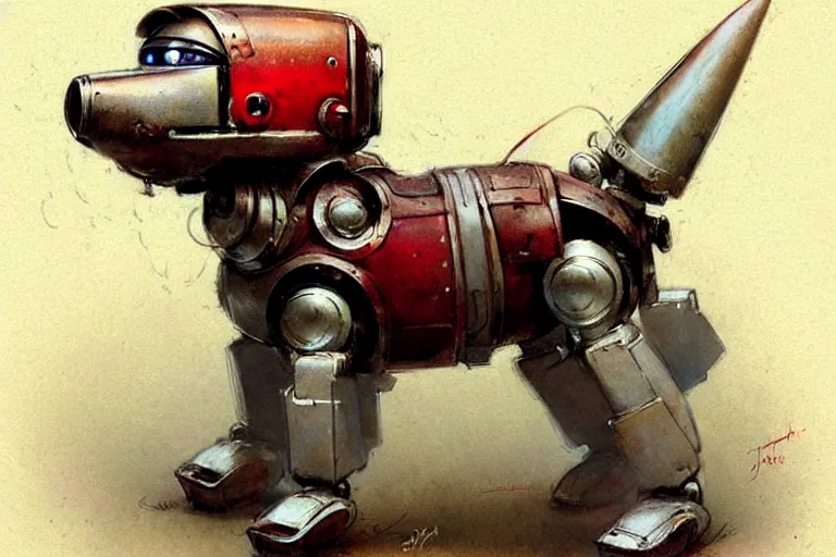 Prompt: adventurer ( ( ( ( ( 1 9 5 0 s retro future robot android dog. muted colors. ) ) ) ) ) by jean baptiste monge!!!!!!!!!!!!!!!!!!!!!!!!! chrome red