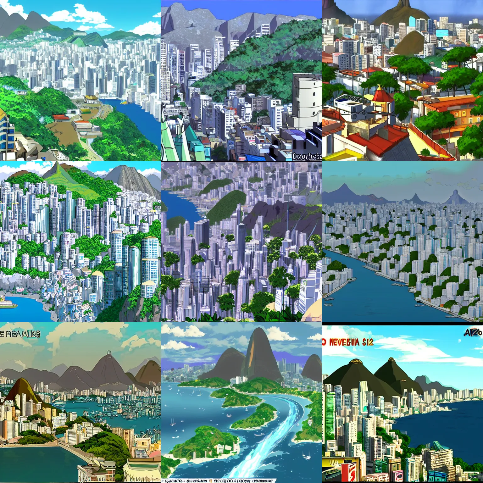 Image similar to rio de janeiro, screenshot from a 2012s anime