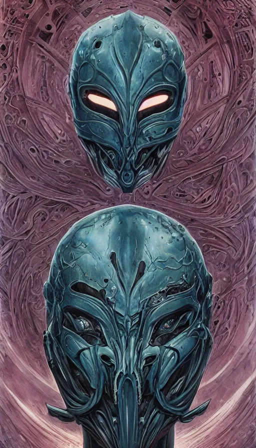 Prompt: Elden Ring and Guyver themed painting of cyber assassin symmetrical breathing armor face mask pattern concept, intricate artwork by H.R. Giger, Johnatan Wayshak, Zdizslaw Beksinski, Ayami Kojima, Amano, Karol Bak, Moebius, and Mark Brooks, Neo-Gothic, gothic, rich deep colors, art by Takato Yamamoto, masterpiece, face by Artgerm, very coherent artwork, cinematic, hyper realism, high detail, octane render, unreal engine, 8k, High contrast, golden ratio, trending on cgsociety