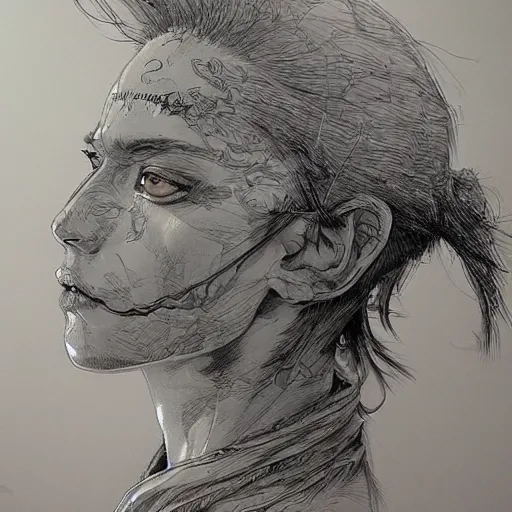 Prompt: a stunning portrait by Kim Jung GI, hyper-detailed masterpiece