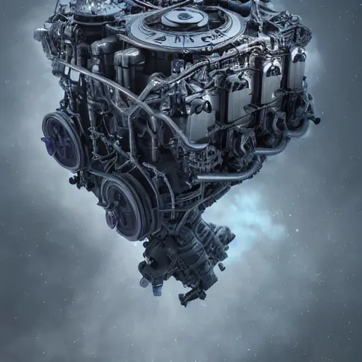 Image similar to hyperrealistic image of anti - matter engine, by thomas eakes & greg rutkowski & xiang duan, perfect symmetry, dim volumetric lighting, photorealistic, 8 k octane beautifully detailed render, post - processing, extremely hyper - detailed, intricate, epic composition, lifelike attributes, cinematic lighting, masterpiece, trending on artstation, very very detailed, stunning,