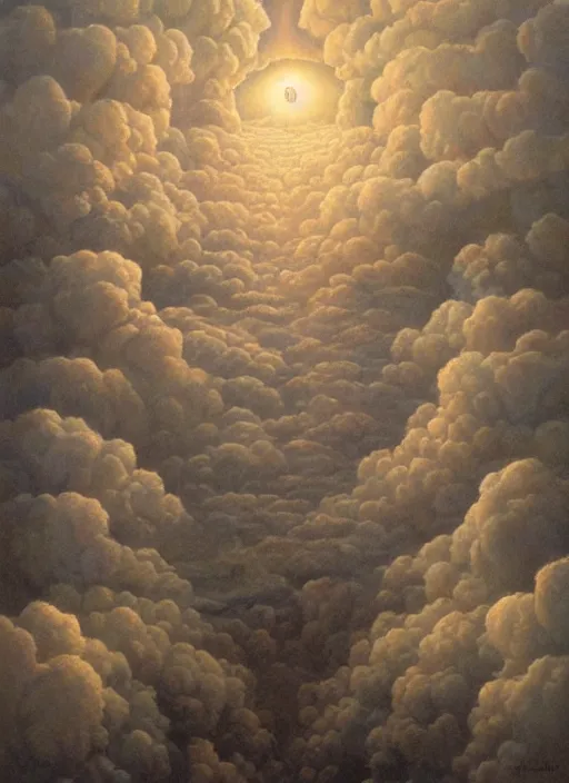 Image similar to faces of old indigenous people made of clouds in the sky, ancestors, protection, benevolence, art by christophe vacher