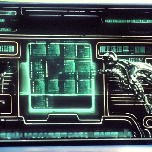 Image similar to computer display from the movie alien 1 9 7 9, close - up of computer screen only