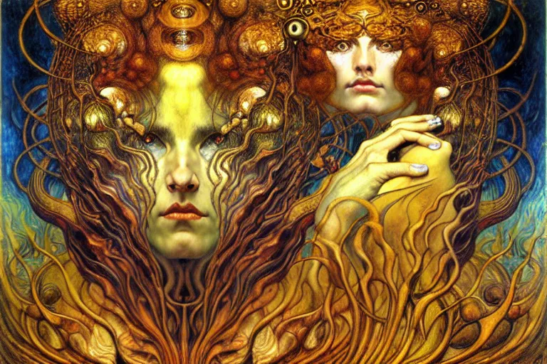 Image similar to Divine Chaos Engine by Karol Bak, Jean Delville, William Blake, Gustav Klimt, and Vincent Van Gogh, symbolist, visionary