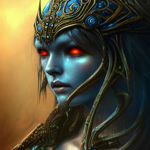 Image similar to a highly detailed long shot photo of chthonic warcraft female character by ayami kojima, beksinski, giger, intricate, digital painting, artstation, intricate, concept art, smooth, sharp focus, illustration