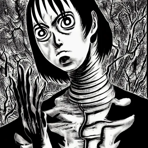 Prompt: a death god by junji ito - s 50