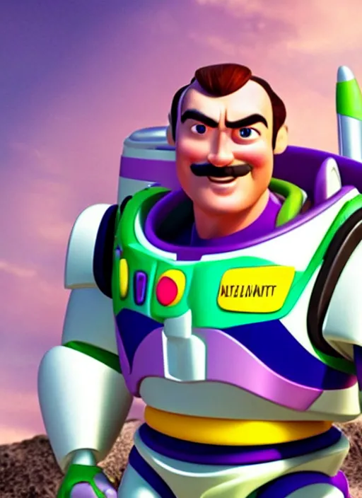 Prompt: film still of tom selleck as buzz lightyear, 4 k