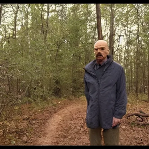 Prompt: Walter White from breaking bad caught on a Trail Cam, night time