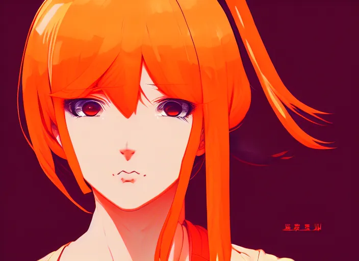 Image similar to anime girl with orange hair in the Soviet pioneer form, manga,katsura masakazu, intricate, detailed, studio lighting, gradation,editorial illustration, matte print, Ilya Kuvshinov, concept art, digital