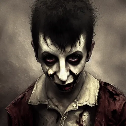 Image similar to young marc almond as a zombie looking somber, 7 days to die zombie, gritty background, fine art, award winning, intricate, elegant, sharp focus, cinematic lighting, digital painting, 8 k concept art, art by michael hussar, art by brom, art by guweiz and z. w. gu, 8 k