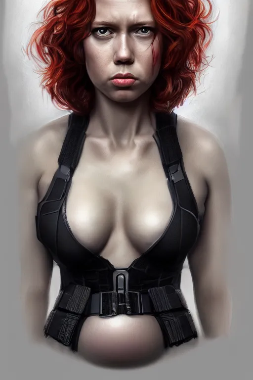 Image similar to pregnant black widow, realistic portrait, symmetrical, highly detailed, digital painting, artstation, concept art, smooth, sharp focus, illustration, movie screencap