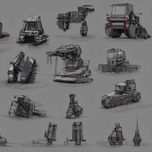 Prompt: detailed illustration of hardsurface form practice from all angles, big medium small, ian mcque