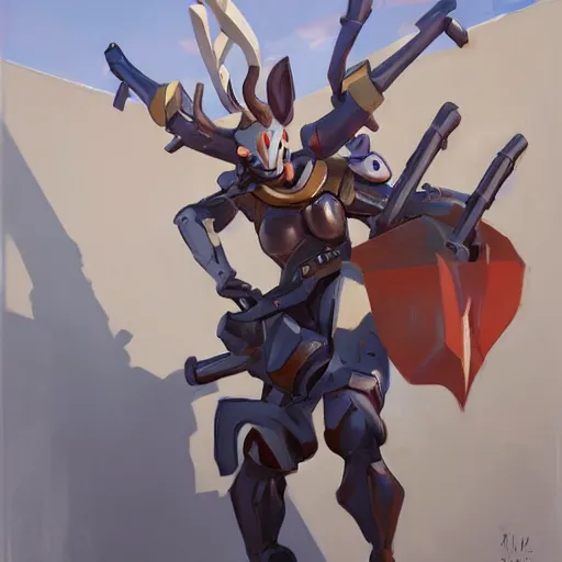 Image similar to greg manchess portrait painting of partially armored sylveon as overwatch character, medium shot, asymmetrical, profile picture, organic painting, sunny day, matte painting, bold shapes, hard edges, street art, trending on artstation, by huang guangjian, gil elvgren, ruan jia, greg rutkowski, gaston bussiere