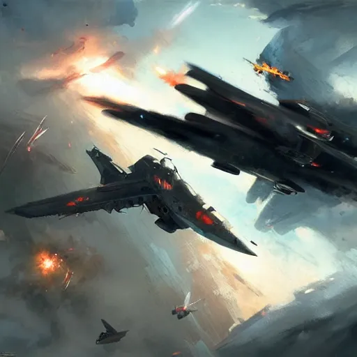 Image similar to air combat by Greg Rutkowski