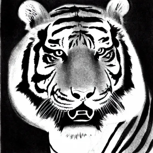 Image similar to an ink drawing of a chinese tiger