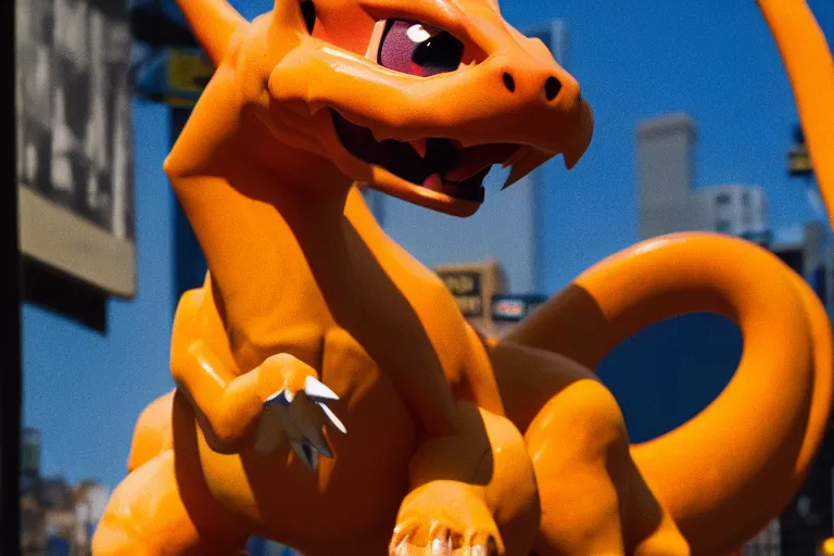 Image similar to closeup potrait of charizard on broadway, natural light, sharp, detailed face, magazine, press, photo, Steve McCurry, David Lazar, Canon, Nikon, focus