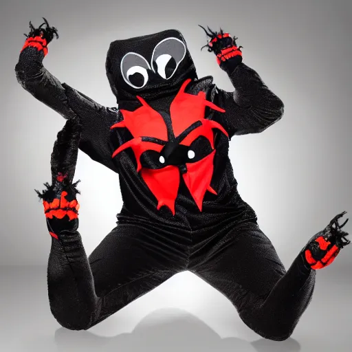 Prompt: sports team mascot, angry spider mascot costume, spider, the tarantulas, football mascot, anthropomorphic tarantula HD official photo, high quality costume